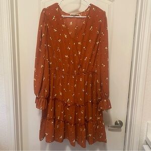 Inspired Hearts Rust Orange Floral Kids Dress